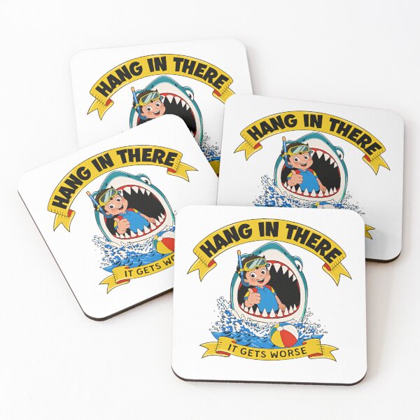 Item preview, Hang In There It Gets Worse Funny Shark Cartoon Humor designed and sold by SkeletonsDanger.