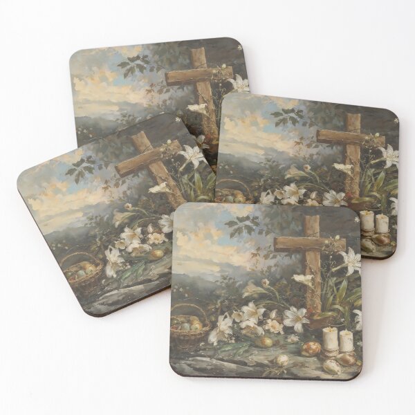 Item preview, Vintage Easter Cross with Lilies and Morning Sky Painting designed and sold by Sergey Sedunov.