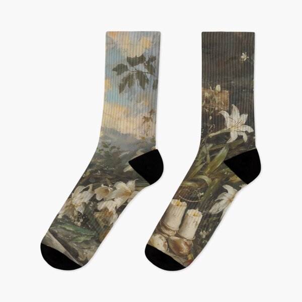 Item preview, Vintage Easter Cross with Lilies and Morning Sky Painting designed and sold by Sergey Sedunov.