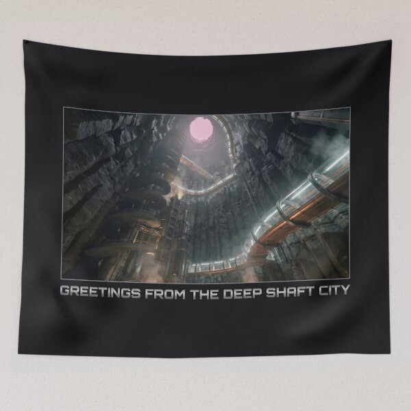 Item preview, Greetings From The Deep Shaft City Sci-Fi Interior designed and sold by SplashTastic.