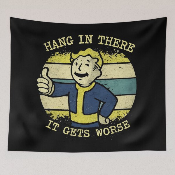 Item preview, Hang In There It Gets Worse Retro Funny Character Humor Quote Tv Show designed and sold by SkeletonsDanger.