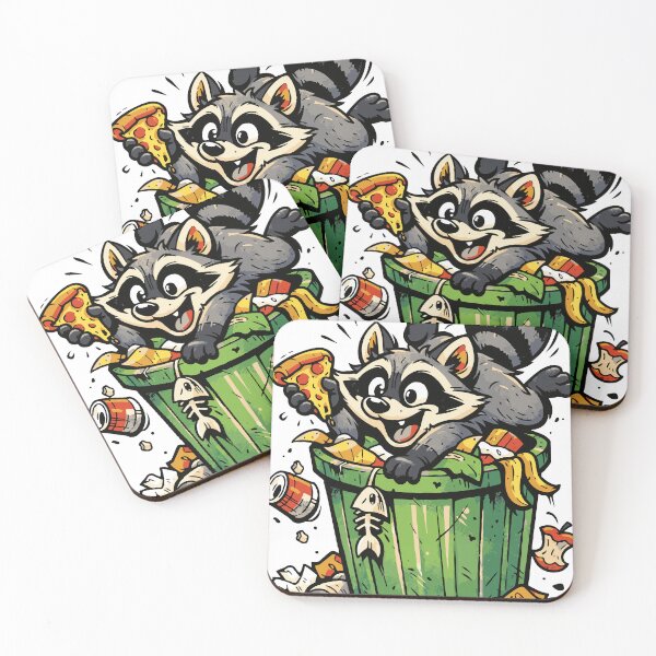 Item preview, A chaotic raccoon searching for treasure in the trash. The expressive action and humor create a fun design for stickers. designed and sold by Dejbar.