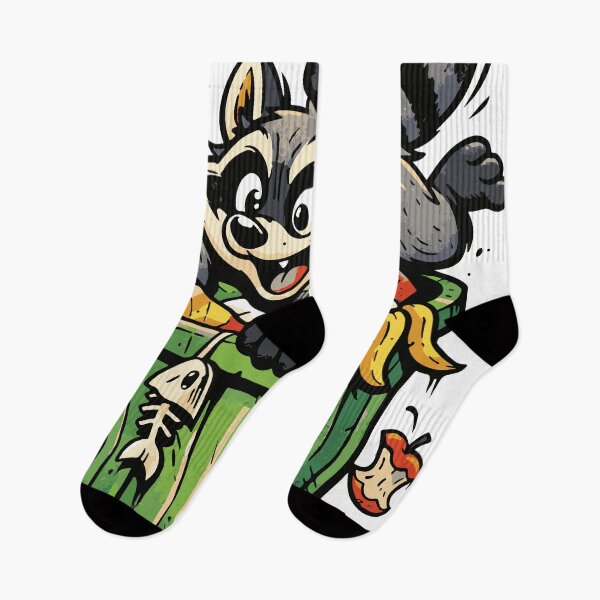 Item preview, A chaotic raccoon searching for treasure in the trash. The expressive action and humor create a fun design for stickers. designed and sold by Dejbar.