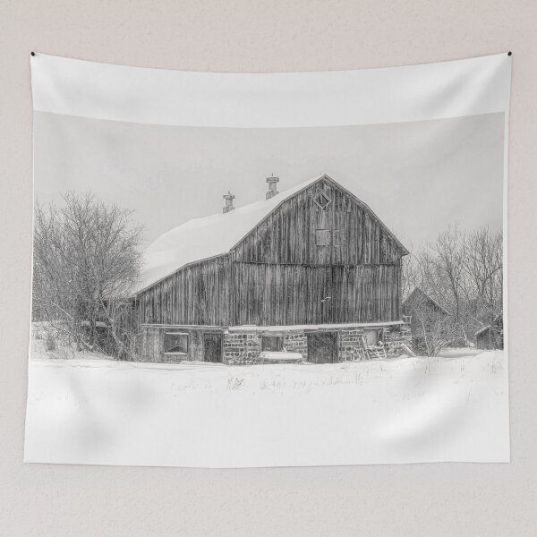 Item preview, Old barn in black and white on a cold winter day near Ottawa, Canada designed and sold by James Cumming.