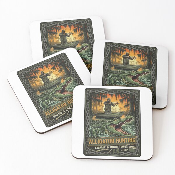 Item preview, Alligator Hunting Swamp & Good Times – Vintage Outdoor Bayou Adventure Art designed and sold by SasquatchTrail.