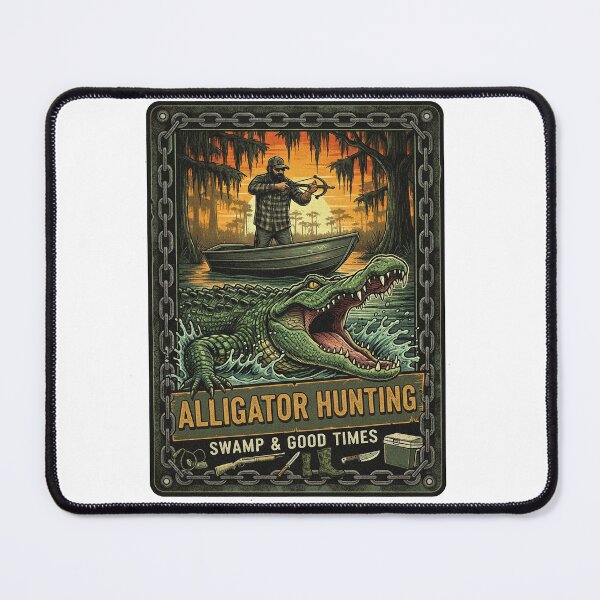 Item preview, Alligator Hunting Swamp & Good Times – Vintage Outdoor Bayou Adventure Art designed and sold by SasquatchTrail.