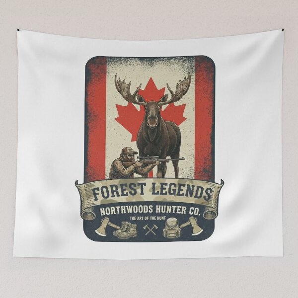 Item preview, Forest Legends Northwoods Hunter – Vintage Canadian Moose Hunting Art designed and sold by SasquatchTrail.