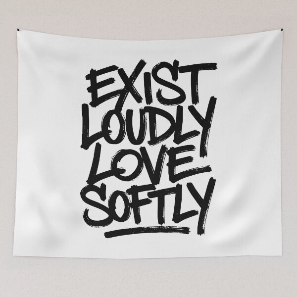 Item preview, Exist Loudly Love Softly - Bold Brush Lettering Typography designed and sold by LockjowArt.