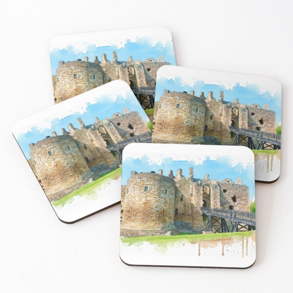 Artikelvorschau, Aquarellillustration von Dirleton Castle, East Lothian, Schottland entworfen und verkauft von davidelder.