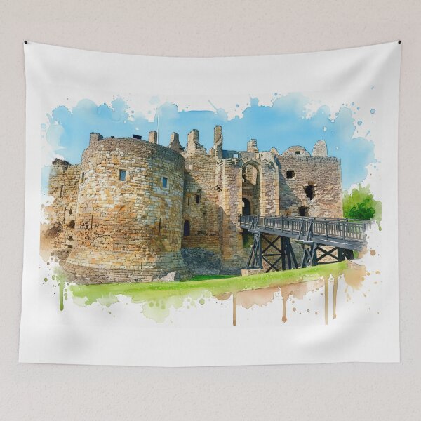 Item preview, Watercolour illustration of Dirleton Castle, East Lothian, Scotland designed and sold by davidelder.