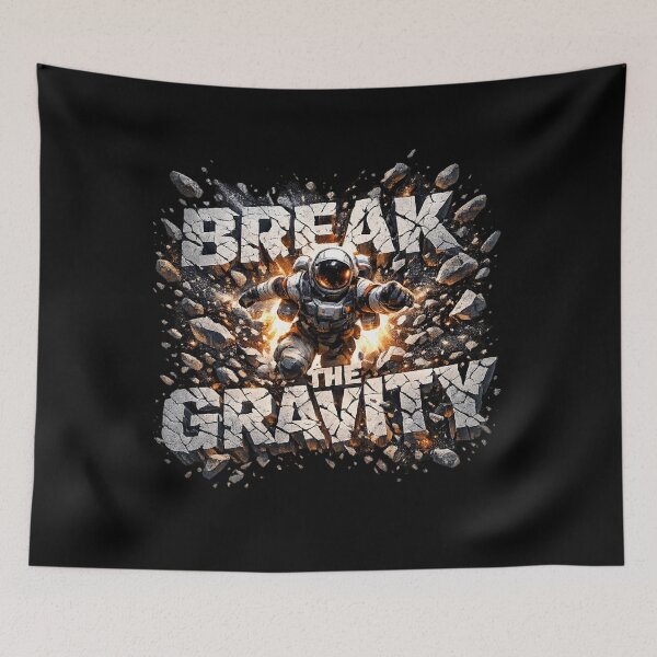Item preview, Break the Gravity - Astronaut Jetpack Explosion Sci-Fi Typography designed and sold by MKreative Studio.