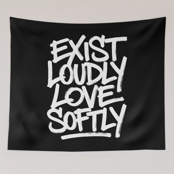 Item preview, Exist Loudly Love Softly - Bold Brush Lettering Typography designed and sold by LockjowArt.