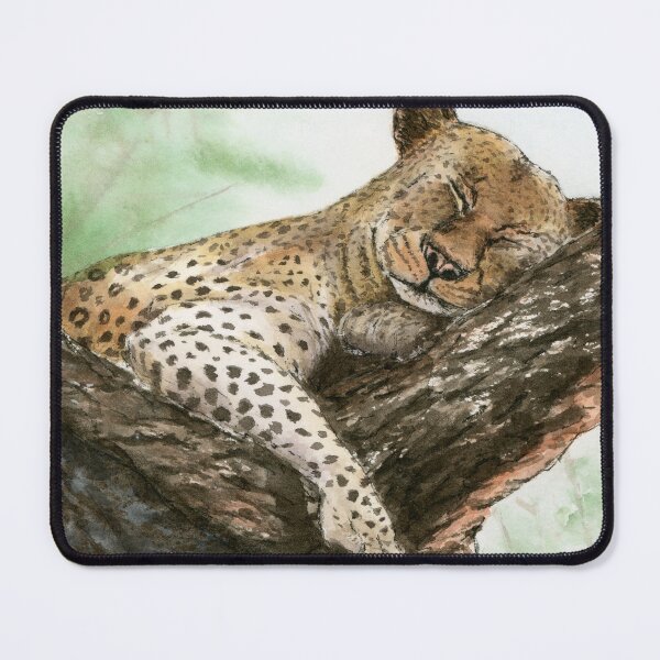 Item preview, Sleeping Leopard on Tree Watercolor Painting – Wildlife Safari Art designed and sold by watercolorbytelma.