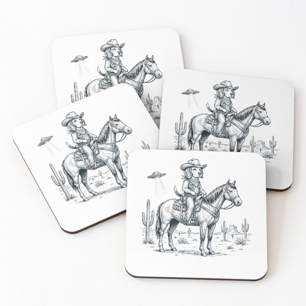 Item preview, Vintage Beagle Cowboy Desert Horse UFO Cactus Dog Lover designed and sold by DoodleTortle.