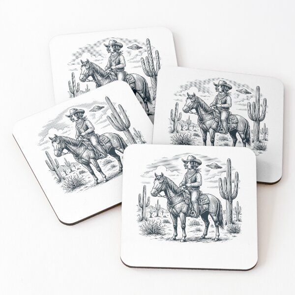 Item preview, Vintage Brittany Cowboy Desert Horse UFO Cactus Dog Lover designed and sold by DoodleTortle.