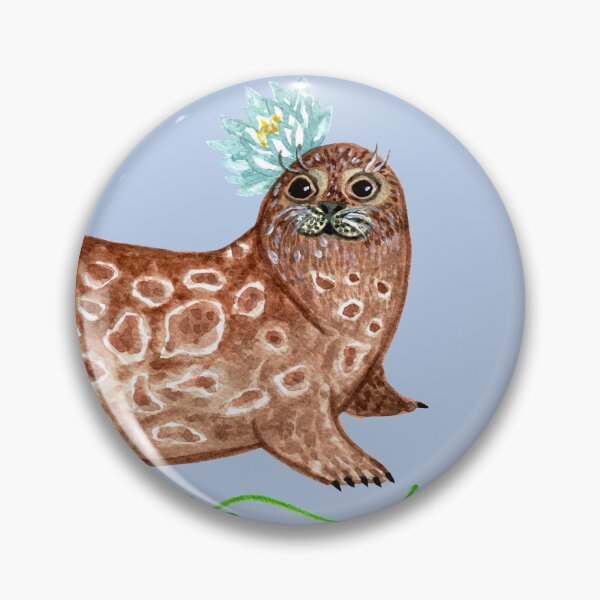 Item preview, Saimaa Ringed Seal and Waterlily designed and sold by Ivy Lily Art.