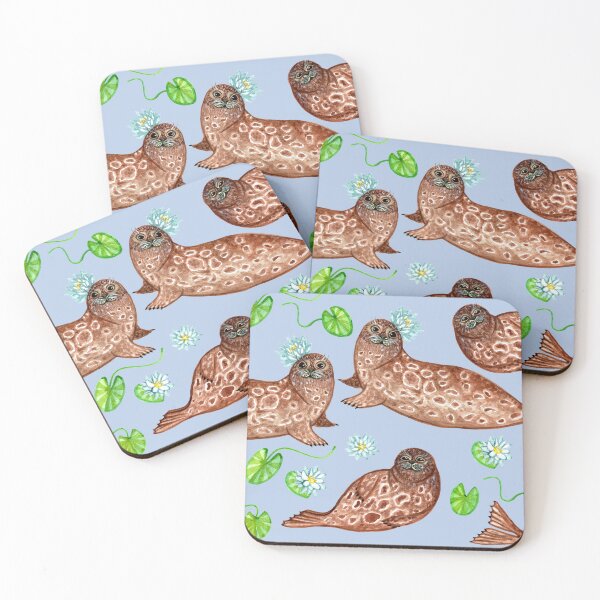 Item preview, Saimaa Ringed Seal and Waterlily designed and sold by Ivy Lily Art.