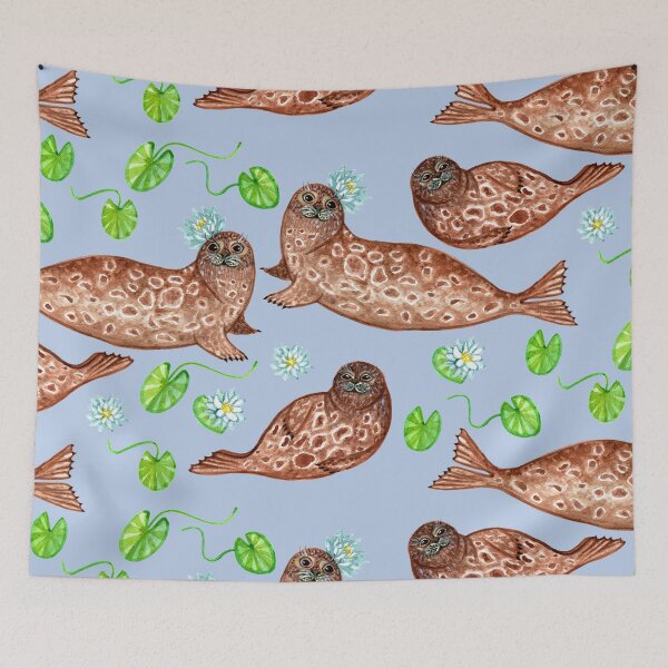 Item preview, Saimaa Ringed Seal and Waterlily designed and sold by Ivy Lily Art.