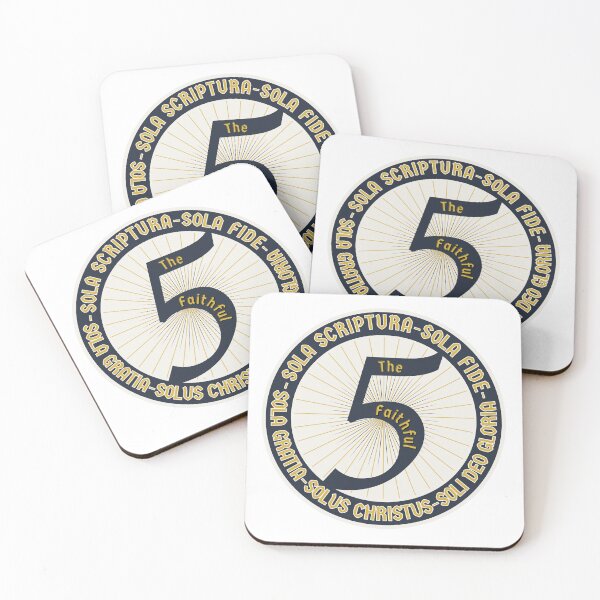 Item preview, The Faithful Five – Five Solas Reformation Badge designed and sold by Solus Christus.