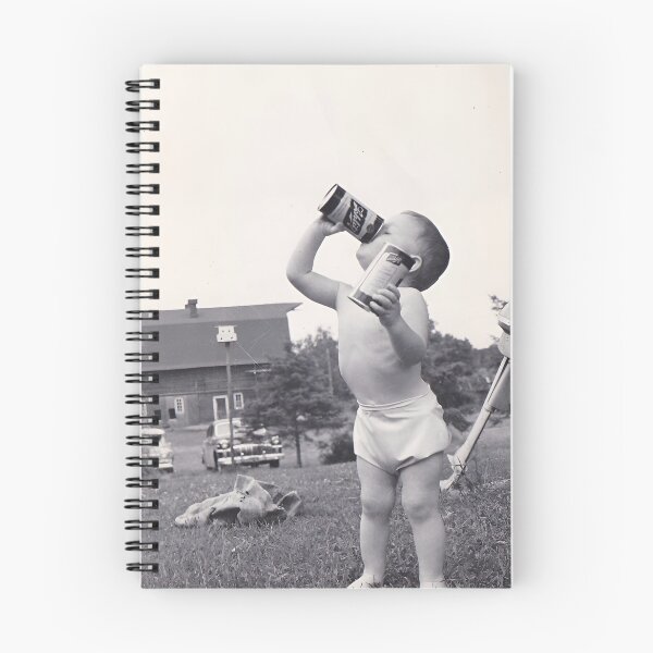 Item preview, Little drinking buddy, chip off the old block vintage baby drinking beer black and white funny humorous photograph poster art print designed and sold by Astrid Arkhangelsky.