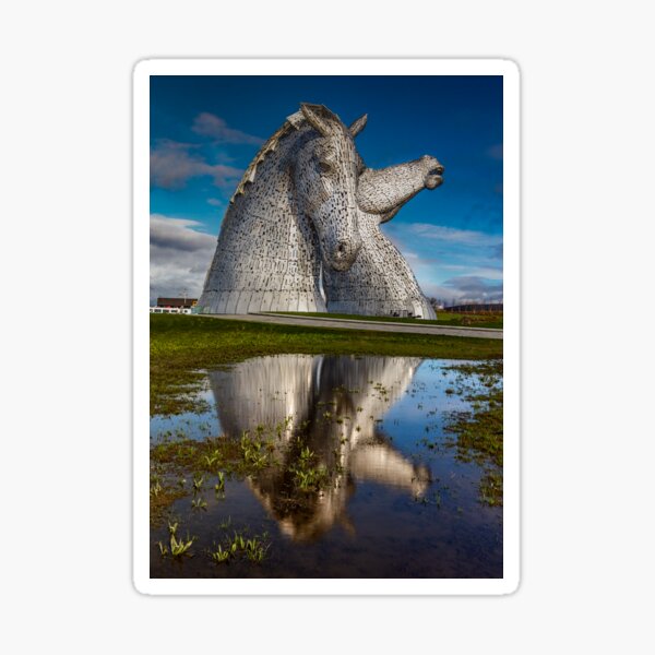 The Kelpies, a reflection following the rain. Sticker