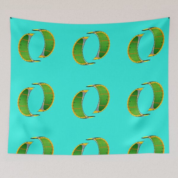 Item preview, Green yellow kitesurfing kite - modern sports graphics, round kite, poster for surfer's room, digital download. designed and sold by MojNetSerwis WWK.