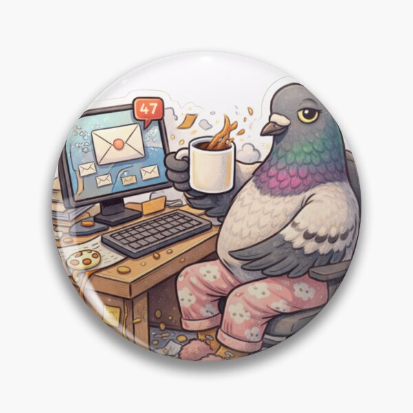 Item preview, Just Wingin’ It WFH Pigeon designed and sold by CosmicInkPixel.