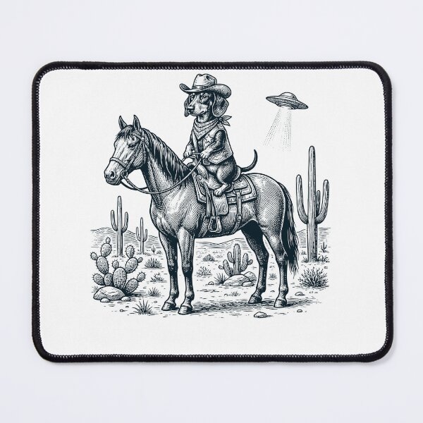 Item preview, Vintage Dachshund Cowboy Desert Horse UFO Cactus Dog Lover designed and sold by DoodleTortle.