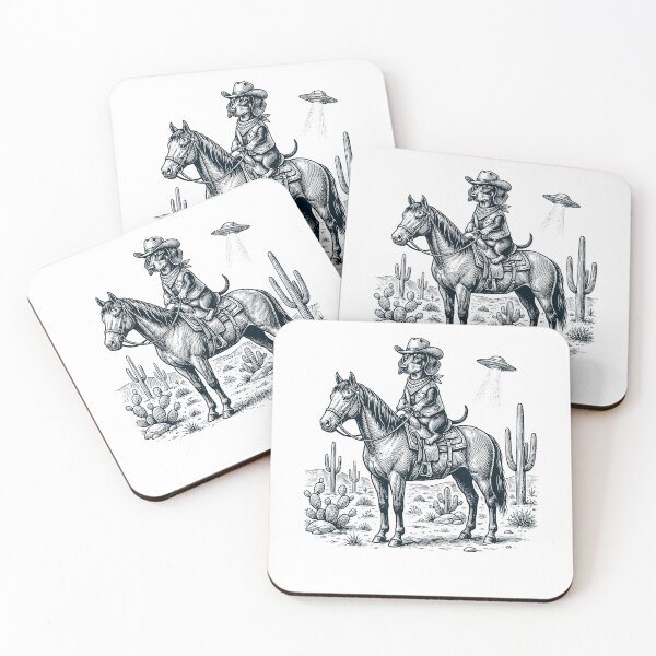 Item preview, Vintage Dachshund Cowboy Desert Horse UFO Cactus Dog Lover designed and sold by DoodleTortle.