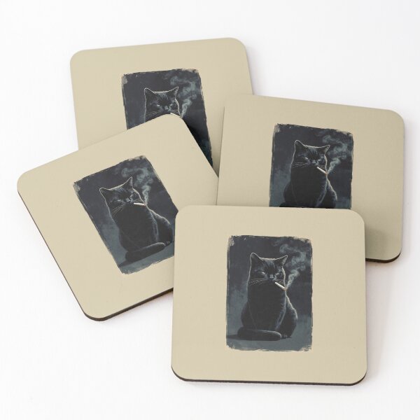 Item preview, Black cat smoking cigarette designed and sold by pick-me-art.
