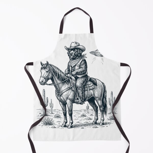 Item preview, Vintage Newfoundland Cowboy Desert Horse UFO Cactus Dog Lover designed and sold by DoodleTortle.