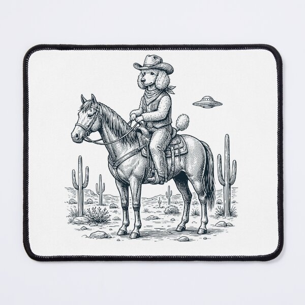 Item preview, Vintage Poodle Cowboy Desert Horse UFO Cactus Dog Lover designed and sold by DoodleTortle.
