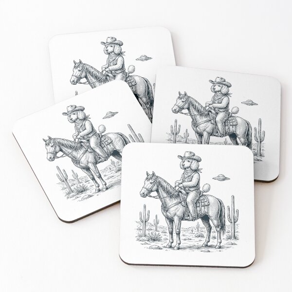 Item preview, Vintage Poodle Cowboy Desert Horse UFO Cactus Dog Lover designed and sold by DoodleTortle.