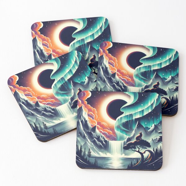Item preview, Aurora Borealis Eclipse and Fox, Ai Generated Art   designed and sold by ACC .