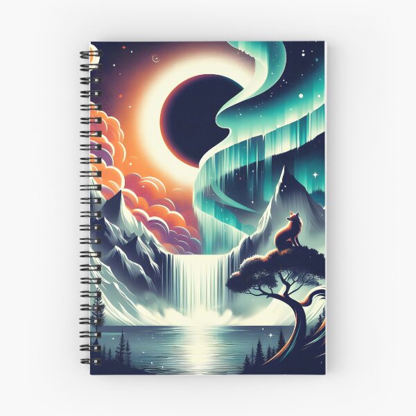 Item preview, Aurora Borealis Eclipse and Fox, Ai Generated Art   designed and sold by ACC .
