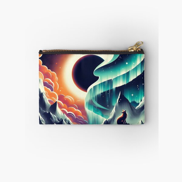 Item preview, Aurora Borealis Eclipse and Fox, Ai Generated Art   designed and sold by ACC .