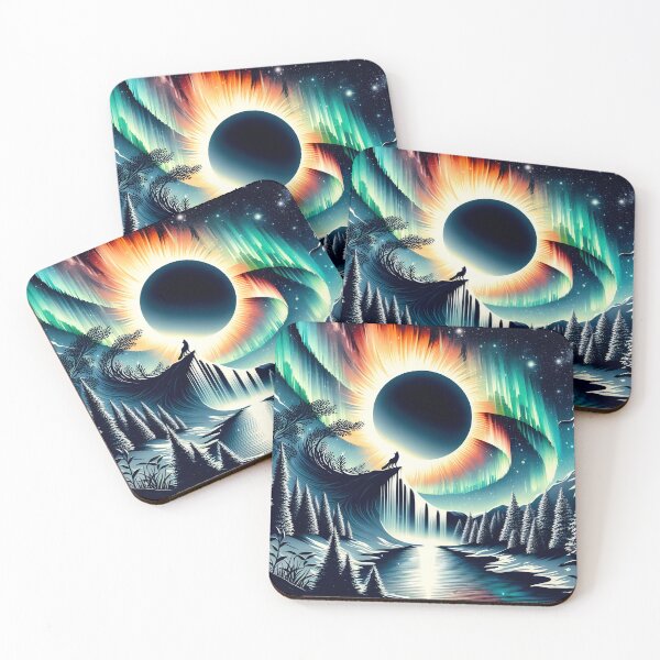 Item preview, Aurora Borealis Eclipse and Fox, Ai Generated Art   designed and sold by ACC .