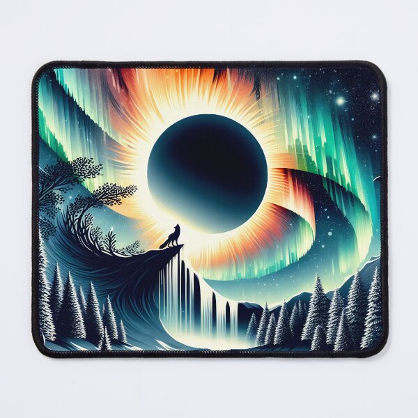 Item preview, Aurora Borealis Eclipse and Fox, Ai Generated Art   designed and sold by ACC .
