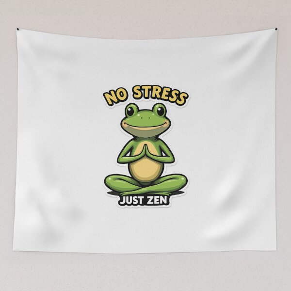 Item preview, No Stress Just Zen – Funny Meditating Frog Cartoon designed and sold by AleksKos.