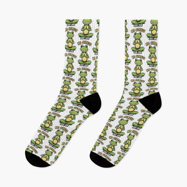Item preview, No Stress Just Zen – Funny Meditating Frog Cartoon designed and sold by AleksKos.