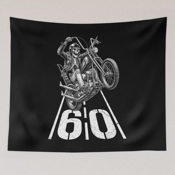 Item preview, 60th Birthday Motorcycle Funny Biker Skeleton 60 Speed Limit designed and sold by GrandeDuc.