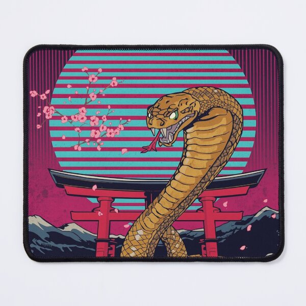 Item preview, 2025 Year of the Snake Ukiyo-e Print | Golden Snake Guardian + Torii Gate + Synthwave Sun designed and sold by Vandy Fullam.