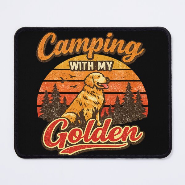 Item preview, Vintage Golden Retriever Camping T-Shirt | Sunset Dog Graphic Tee designed and sold by Nevele Designs.