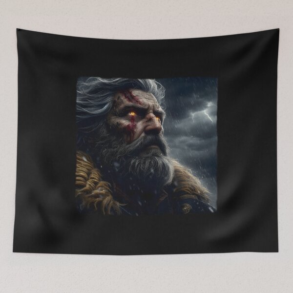 Item preview, Warrior of the Rainstorm - Gritty Portrait with Glowing Eyes designed and sold by MouradStudio.