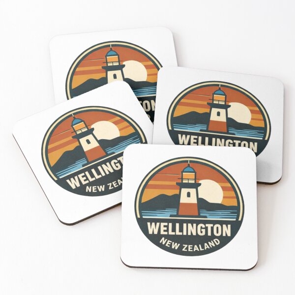 Item preview, Wellington Lighthouse Sunset Retro Badge designed and sold by Bronse Wear.