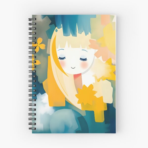 Item preview, A figure with closed eyes and smiling expression amidst abstract blue and yellow tones designed and sold by Beleza e Estilo.