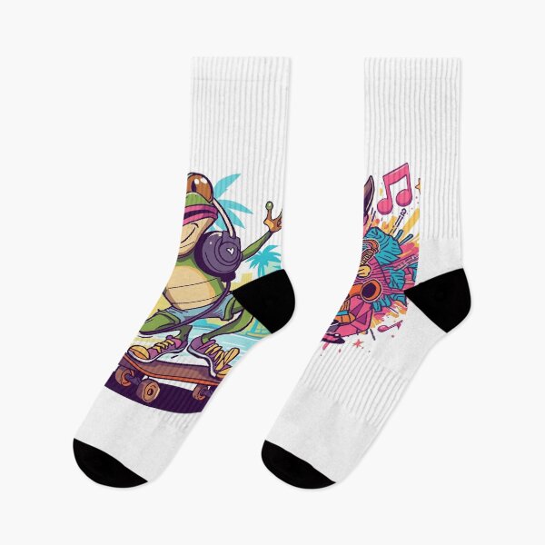 Item preview, Skateboarding Frog Drinking Coffee with Saxophone Dog & DJ Astronaut – Funny Music Cartoon T-Shirt designed and sold by Mitaudesign.