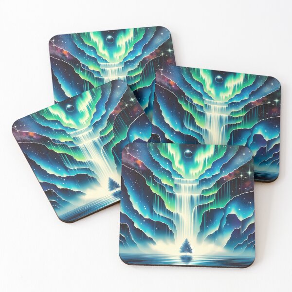 Item preview, Aurora Borealis Eclipse and Waterfall, Ai Generated Art   designed and sold by ACC .
