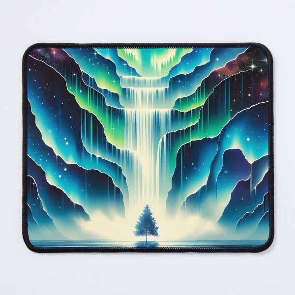 Item preview, Aurora Borealis Eclipse and Waterfall, Ai Generated Art   designed and sold by ACC .