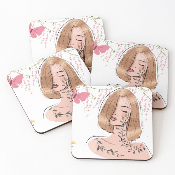 Item preview, Whimsical Floral Girl with Butterfly and Birdhouse designed and sold by Vega Ed.